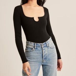Abercrombie & Fitch Ribbed Notch-Neck Bodysuit